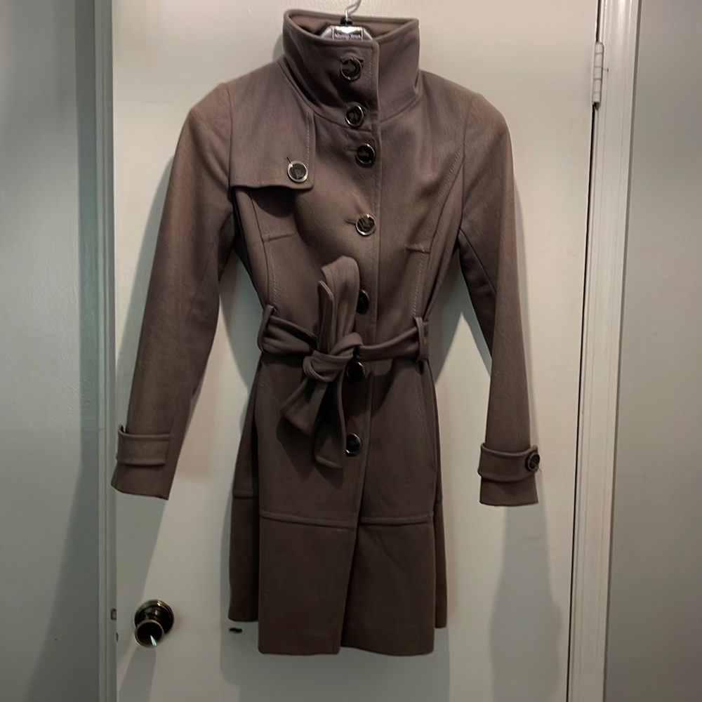 Kenneth Cole Grey Wool Trench Coat
